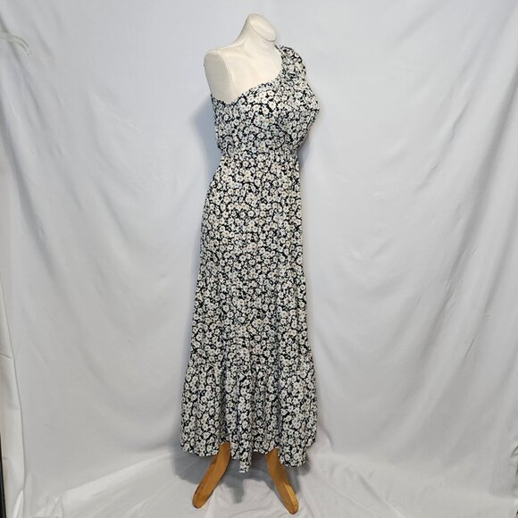 PrettyGarden Black Floral Print One-Shoulder Dress Size L - Picture 2 of 13